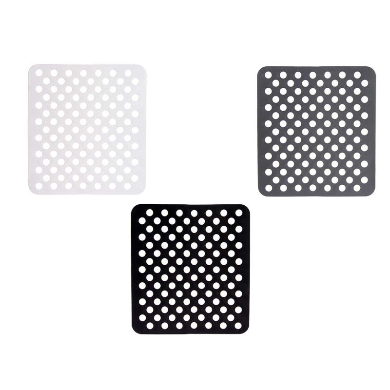 Kinvara Gootsteenmat - Vierkant 28x31 cm - Set van 3 - Wit, Grijs, Zwart - Spoelbakmat - Spoelmat - Spoelbakbescherming - Spatbescherming