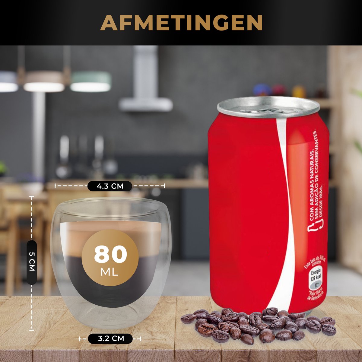 RoyalGoods Kleine Dubbelwandige Glazen - 80 ml – Set van 4 - Espresso Glazen - Kleine Glazen - TEKZEN