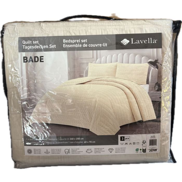 Lavella Bade Bedsprei Set 3-delig - Crème - 250x240cm