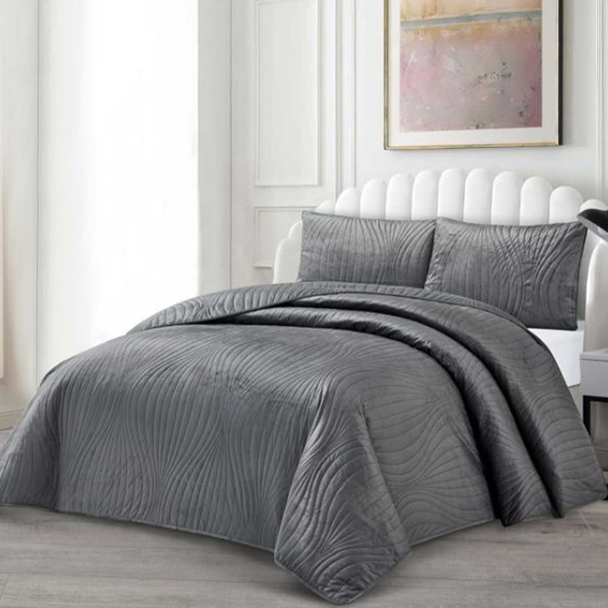 Lavella Iris Bedsprei Set 3-delig - Grijs - 250x240cm