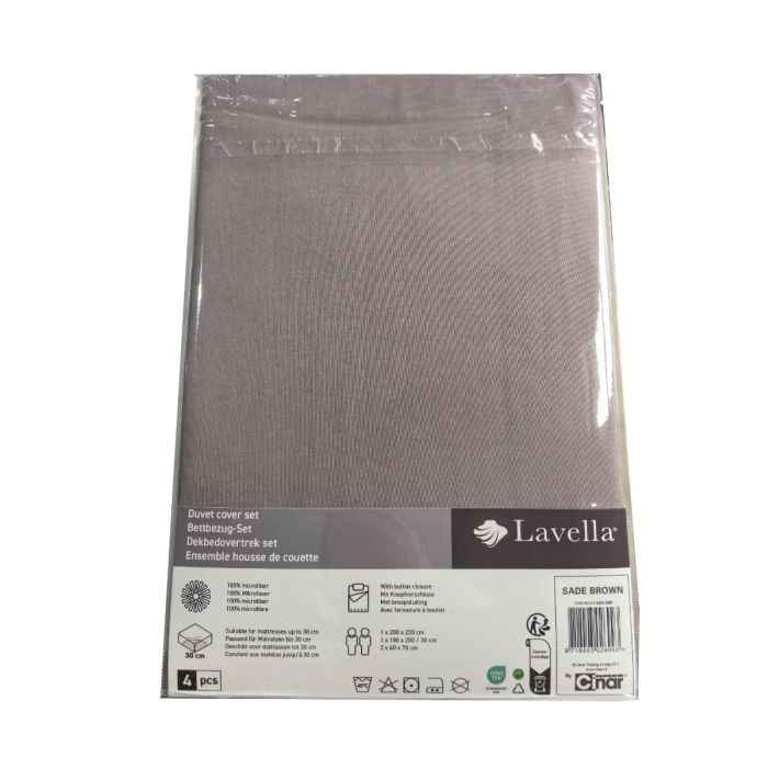Lavella Sade Dekbedovertrek Set 4-delig - Bruin - 200x220cm