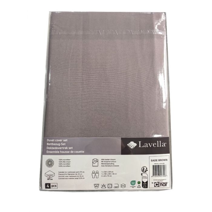 Lavella Sade Dekbedovertrek Set 4-delig - Bruin - 240x220cm