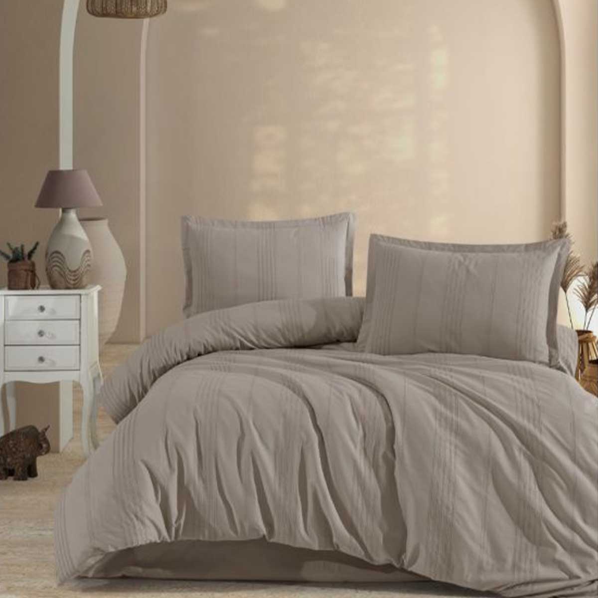 Lavella Tayla Dekbedovertrekset - 4-delig - Katoen - Taupe - 200x220 cm
