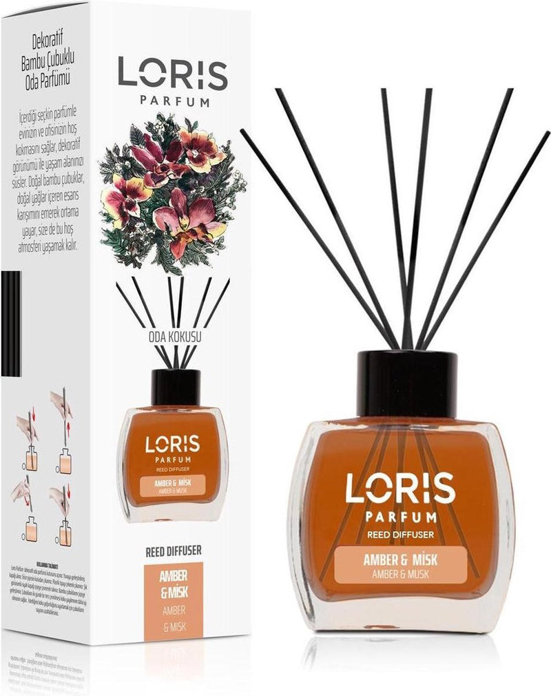 Loris Parfum - Amber & Musk - Huisgeuren - Geurstokjes - 120ml