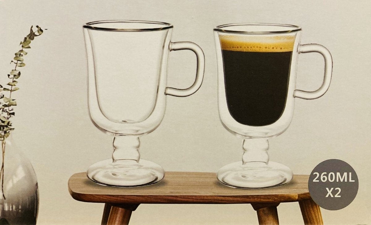 Bricard Glassware Dubbelwandige Irish Coffee Glazen - 2 Stuks - Koffieglazen - Latte Macchiato Glazen - TEKZEN