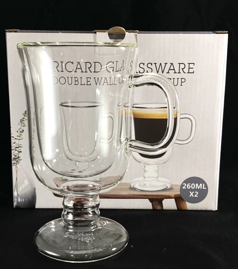 Bricard Glassware Double Walled Irish Coffee Glasses - 2 Pieces - Coffee Glasses - Latte Macchiato Glasses
