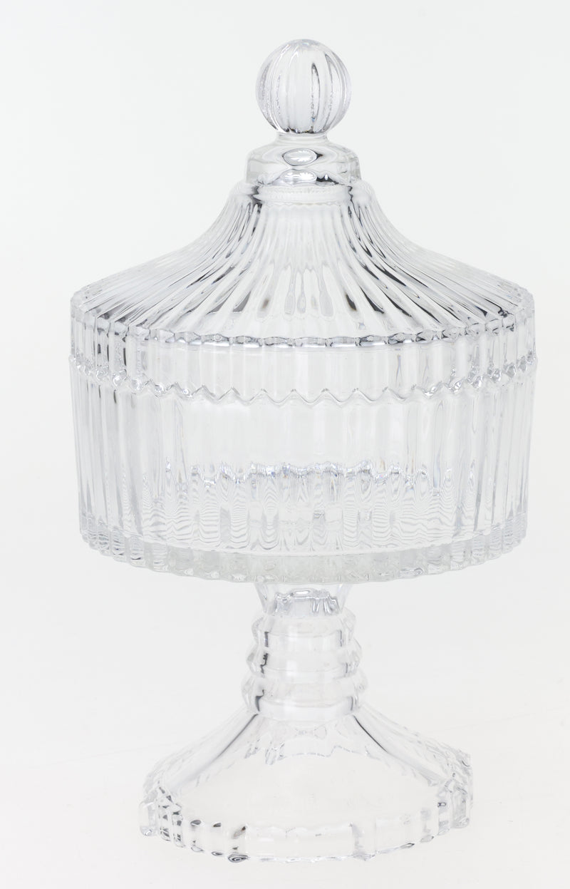 Glozini Luxuriöses Glas-Bonbonglas auf Fuß – Vorratsglas – Bonbonniere – Bonbonniere