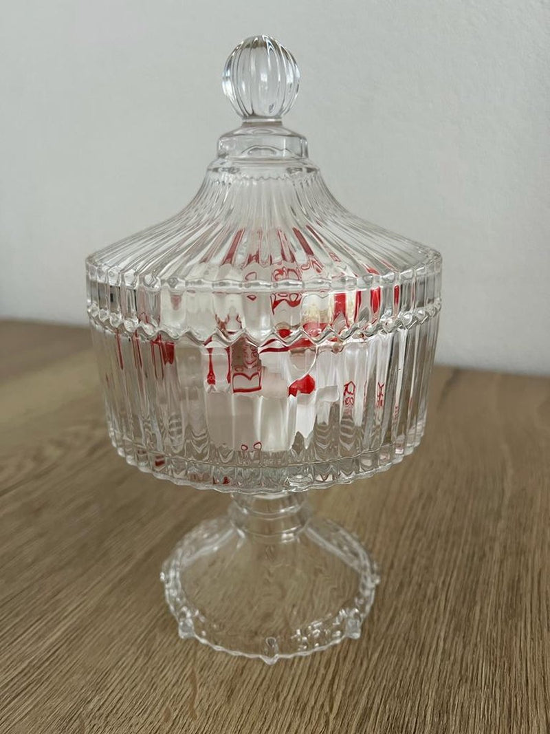 Glozini Luxury Glass Candy Jar on Foot - Storage Jar - Candy Bowl - Bonbonnière
