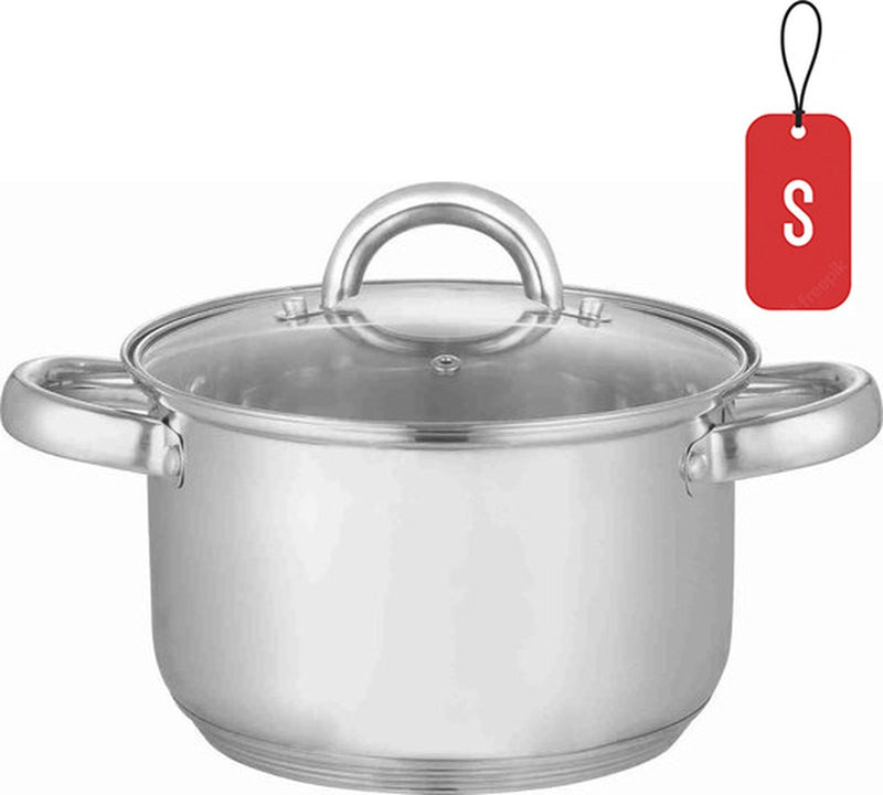 MONOO - Small Saucepan with Lid - 20cm - Stainless Steel - Induction 