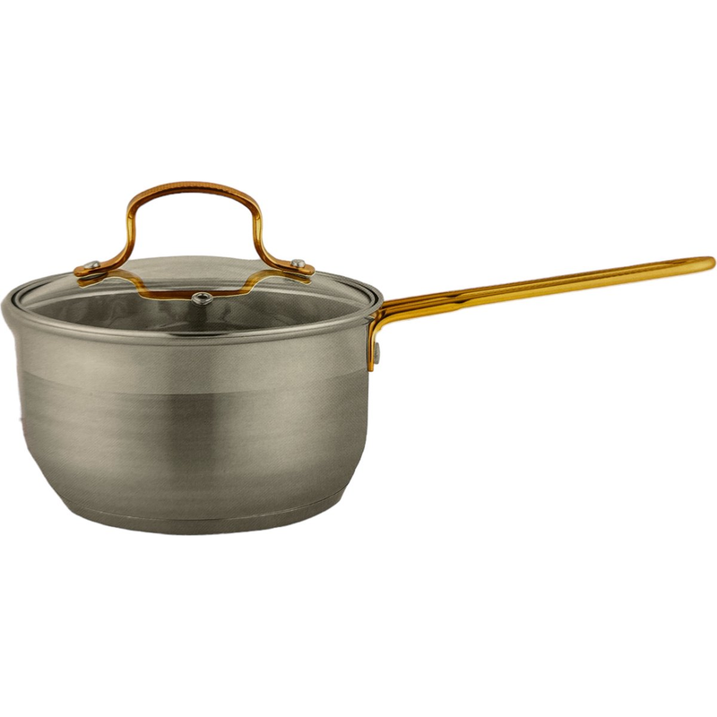 MONOO - Small Saucepan with Lid - 16cm - Induction - Saucepan - Silver / Gold 
