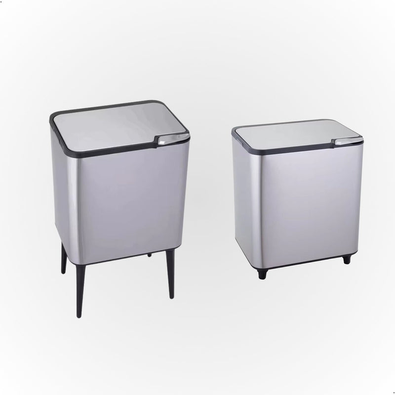 MONOO Waste bin - Waste separation - 33L + 3L - Waste bin Stainless steel - Waste bins - Waste bin 2 compartments - Garbage bin 36 liters - Waste separation - Pedal bin - Waste bin Waste separation