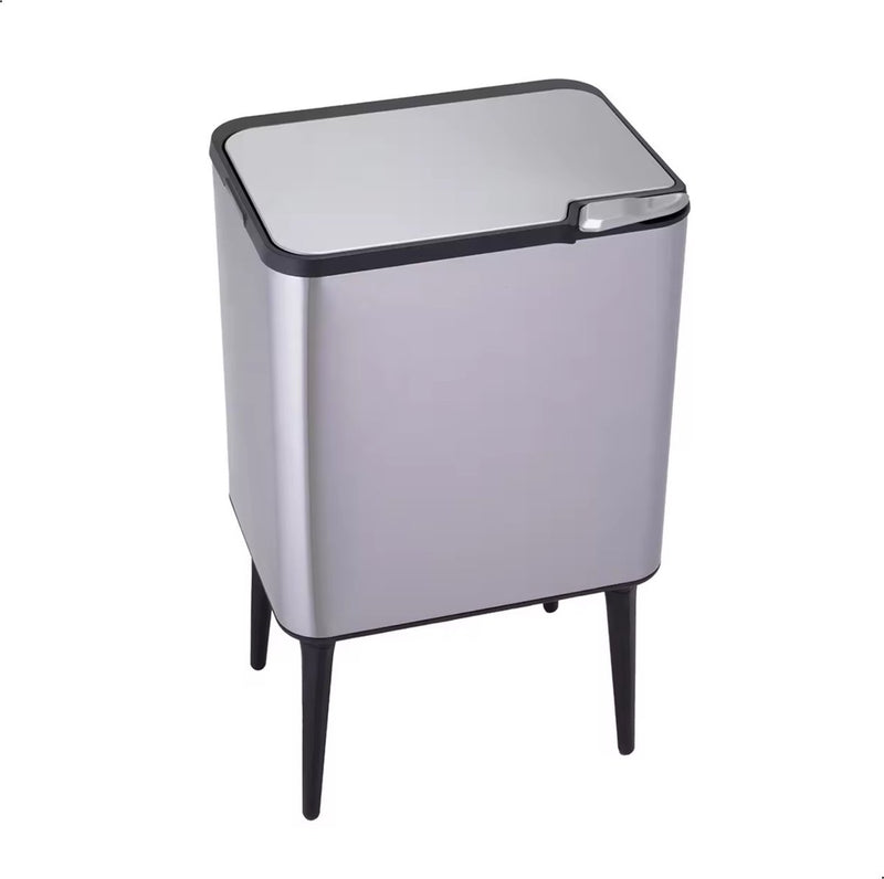 MONOO Waste bin - Waste separation - 33L + 3L - Waste bin Stainless steel - Waste bins - Waste bin 2 compartments - Garbage bin 36 liters - Waste separation - Pedal bin - Waste bin Waste separation
