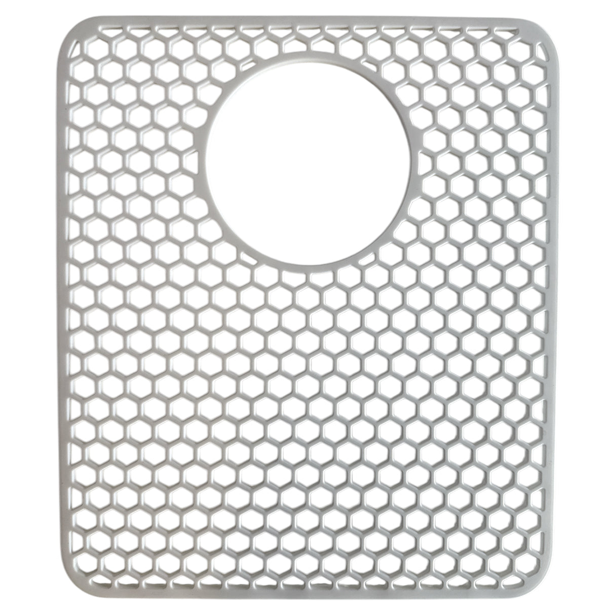 MONOO Gootsteenmat - Hexagon Patroon met Gat - Wit - Vierkant - Siliconen - 35x30cm - BPA-Vrij - Extra Dik