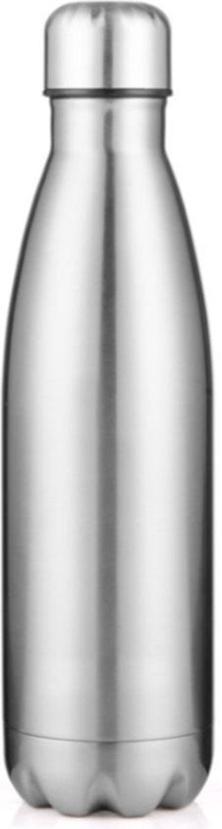 MONOO Thermosfles - 500ml - Zilver - Dubbelwandige Thermosfles - Drinkfles - BPA Vrij - Theefles - Thermos