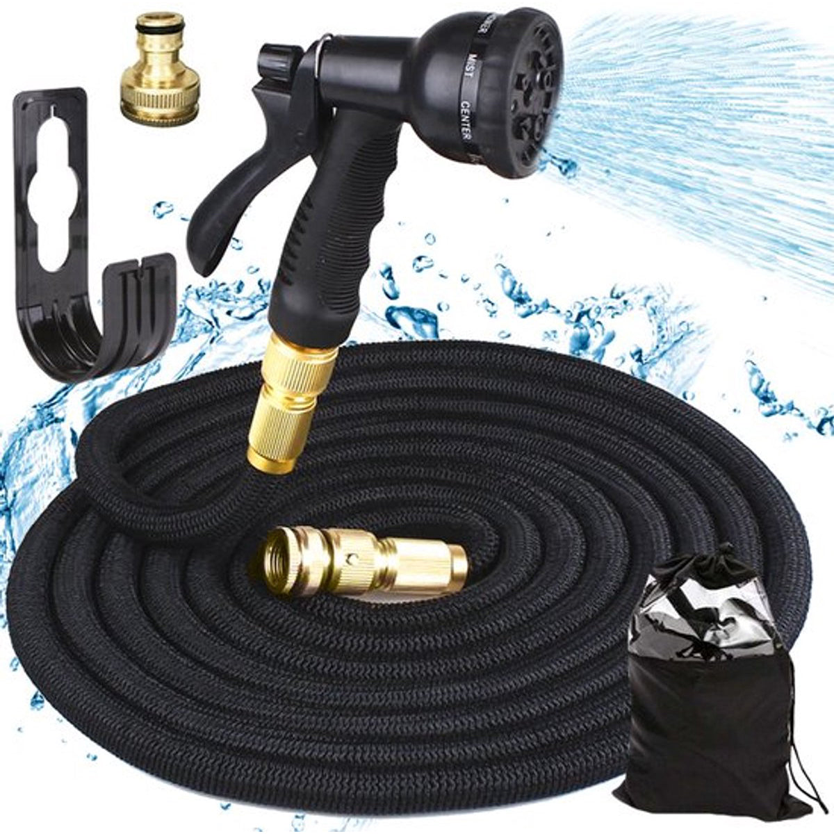 MONOO Flexibele tuinslang en bewatering 30 meter - Tuinbewatering - Tuinsproeier - Waterslang - 7 Sproeifuncties - Zwart