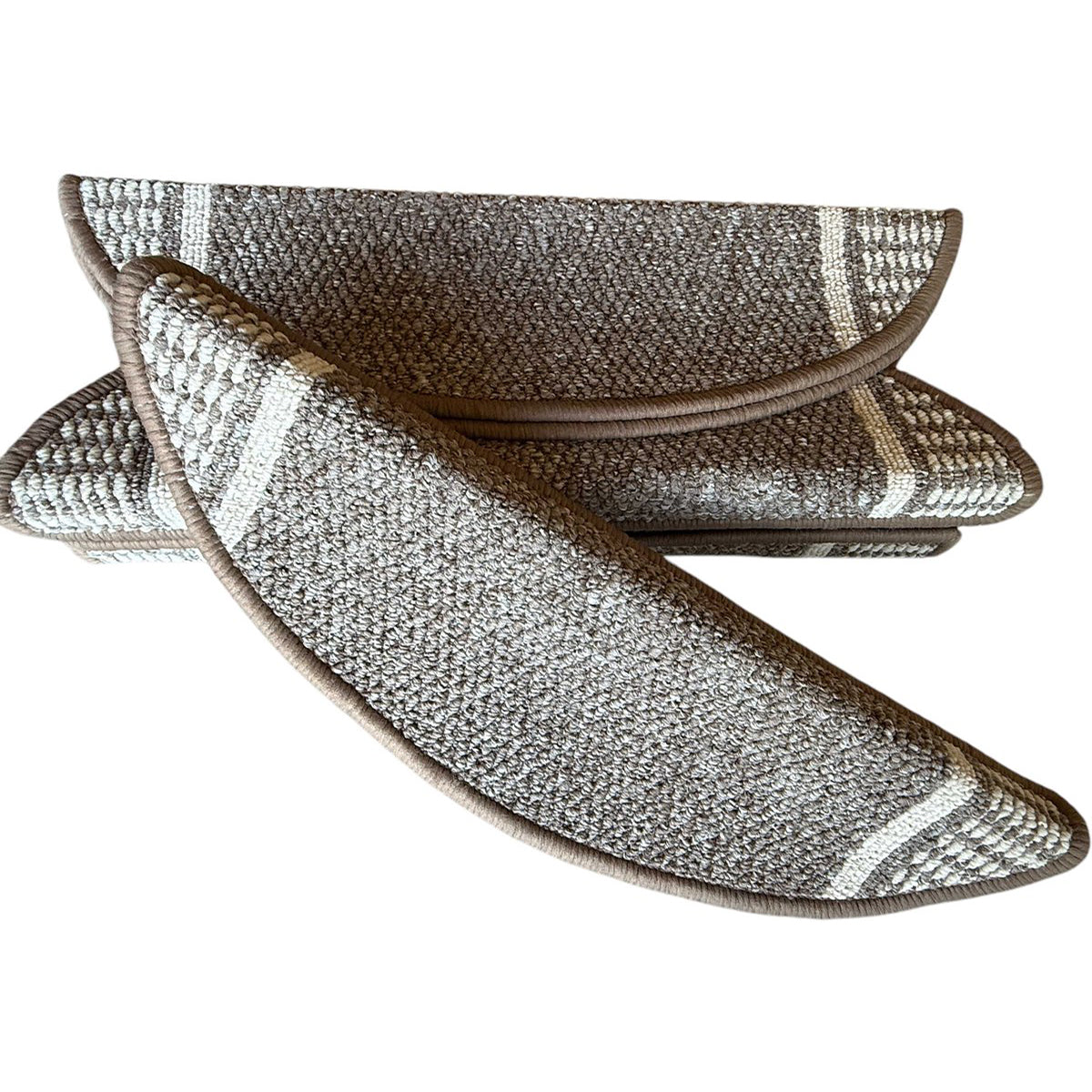 MONOO Stufenmatten-Set - Braunes Design - 15-teilig - Halbmonde für Treppen