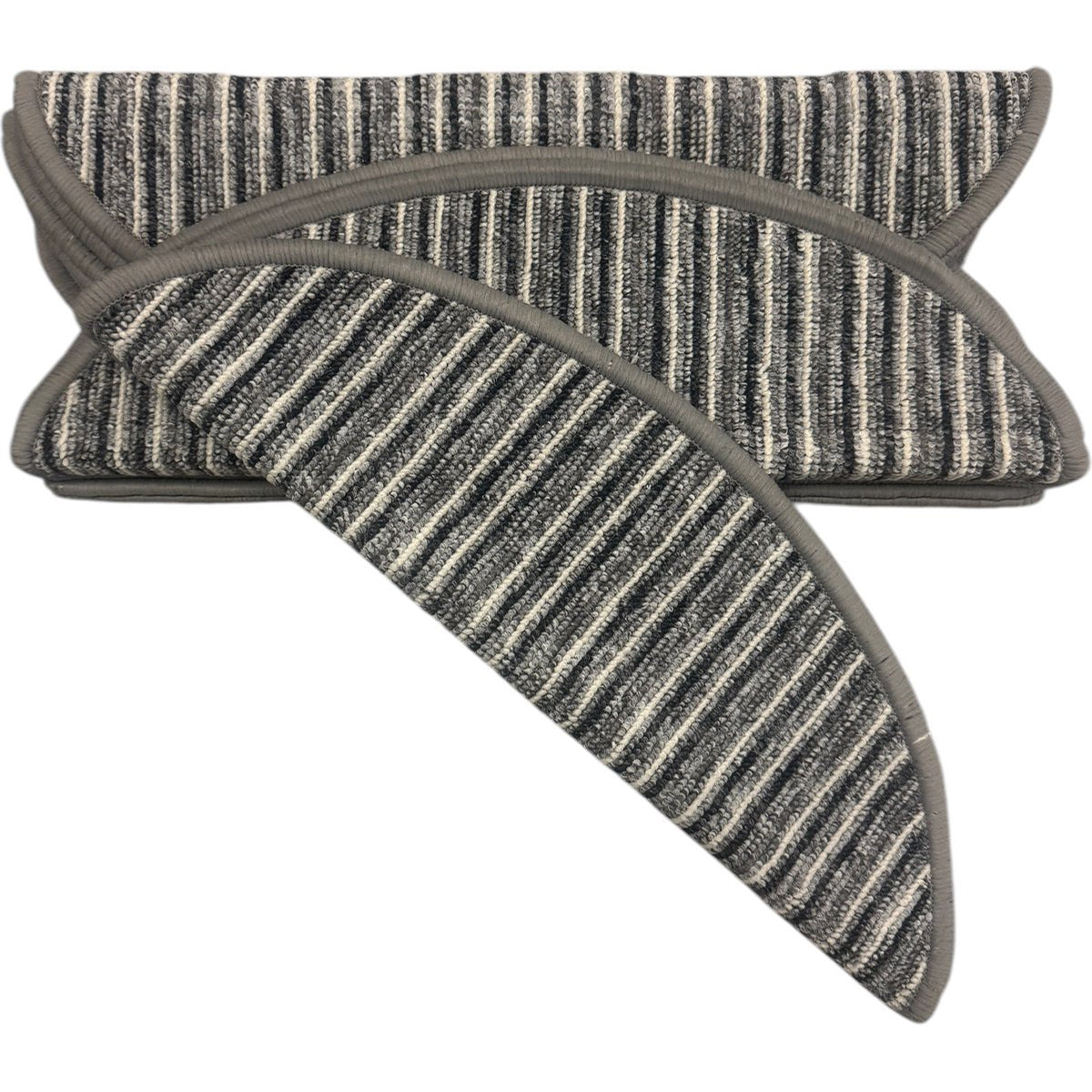 MONOO Stufenmatten-Set - Grau Multi Gestreift - 15-teilig - Halbmonde für Treppen
