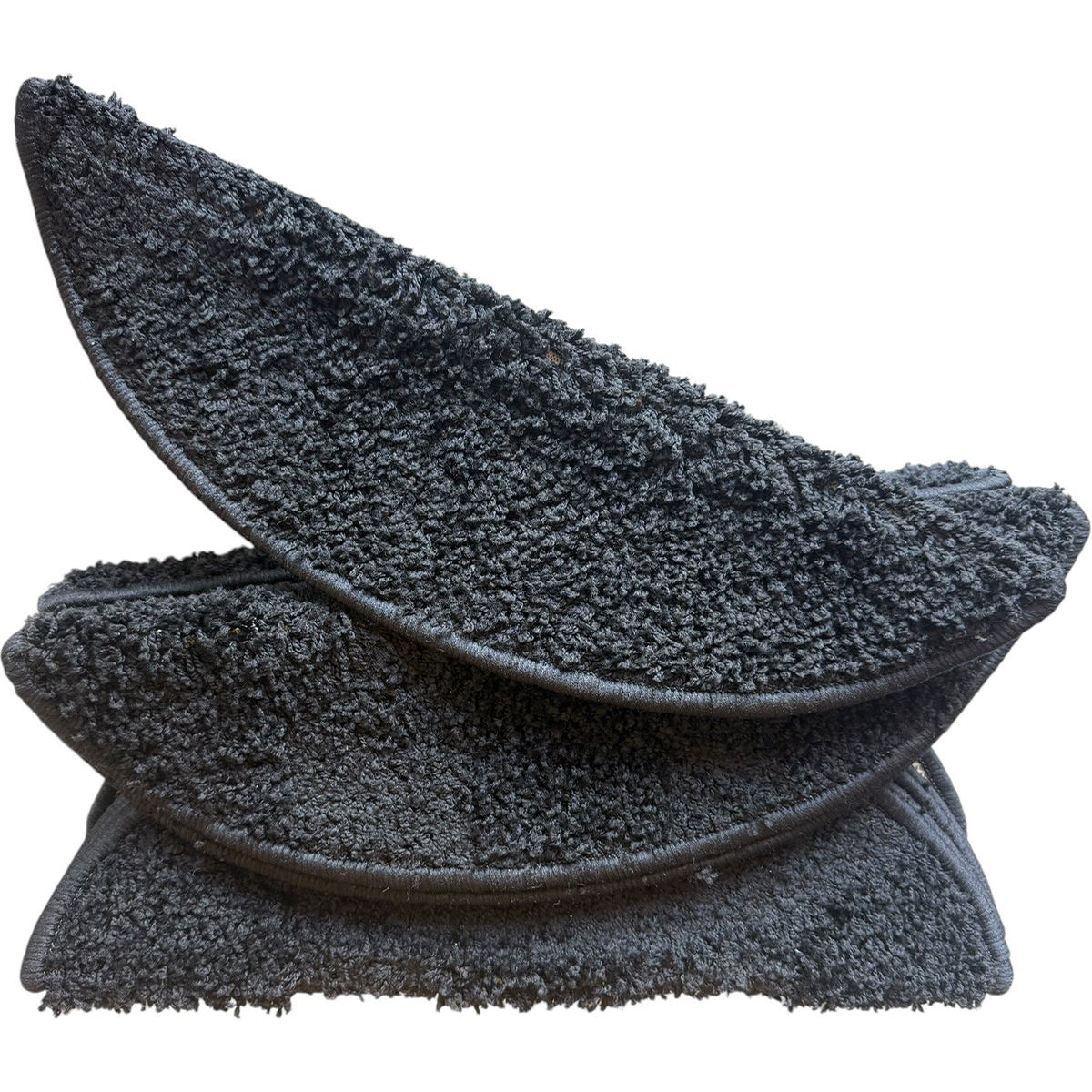 MONOO Stufenmatten-Set - Schwarz Hochflor - 15-teilig - Halbmonde für Treppen
