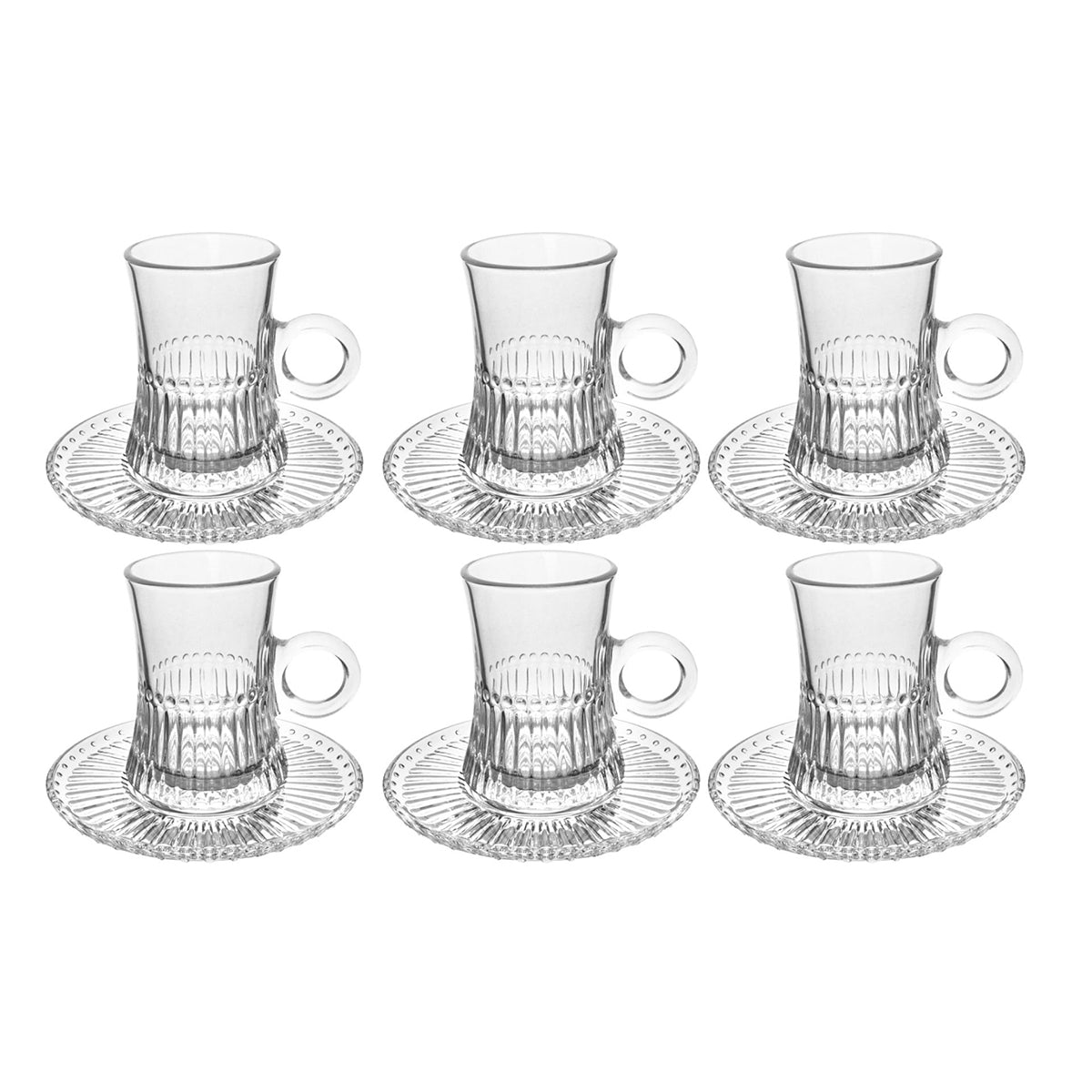 MONOO Türkische Teegläser mit Untertasse – 12er-Set – 125 ml