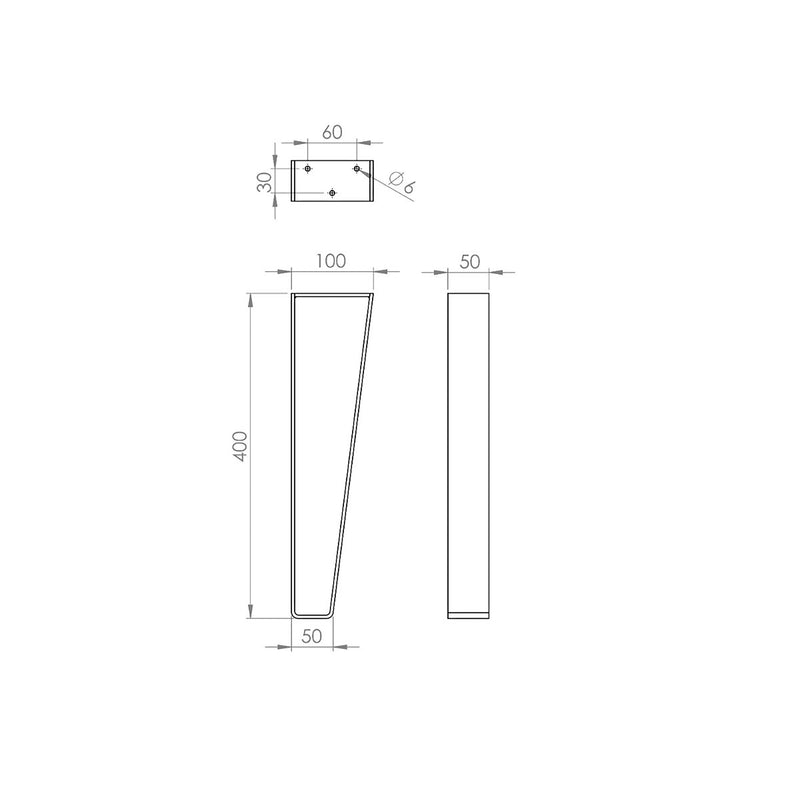 MacLean Design Tafelpoot Staal - 40cm - Zwart - Meubelpoot