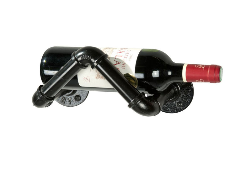 MacLean Wine Bottle Holder - 3 Pieces - Black - Industrial - Scaffolding Tube - Wine Bottle Holder 