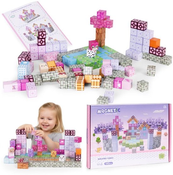 Magnetische Bouwblokken - 140 Stuks - Roze - Magnetische Kubussen
