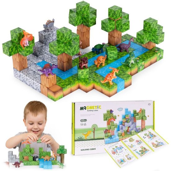 Magnetische Bouwblokken - 142 Stuks - Dinosaurus Bouwset - Kubussen