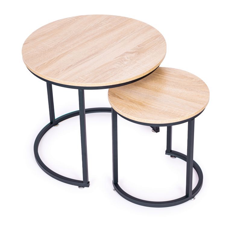 ModernHome Salontafel Set - 2 Stuks - Rond - Ø60 & Ø40 cm - Loft
