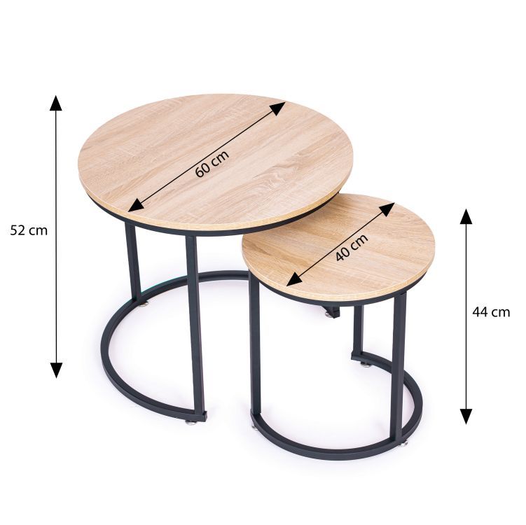 ModernHome Salontafel Set - 2 Stuks - Rond - Ø60 & Ø40 cm - Loft