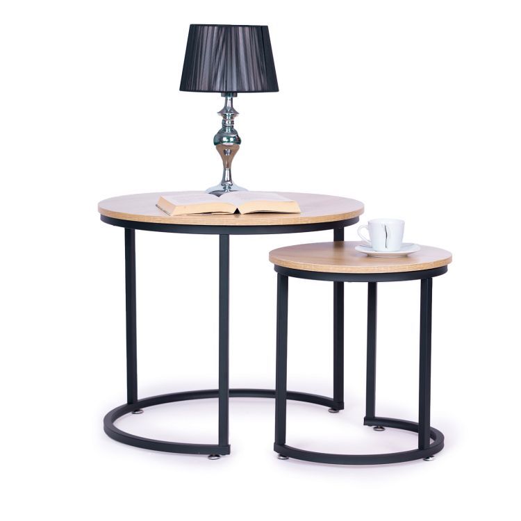 ModernHome Salontafel Set - 2 Stuks - Rond - Ø60 & Ø40 cm - Loft