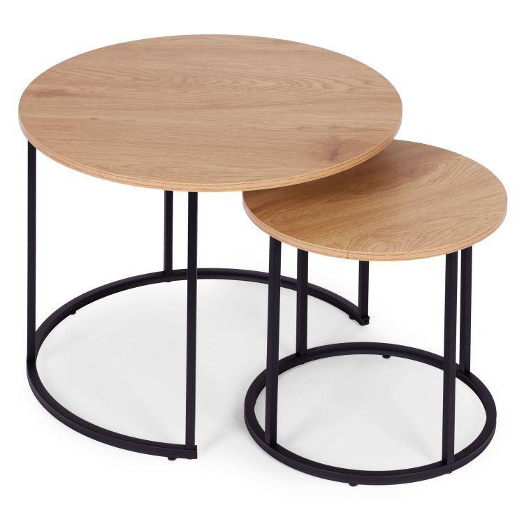 ModernHome Salontafel Set van 2 - Rond - Licht Eiken - Loft Design
