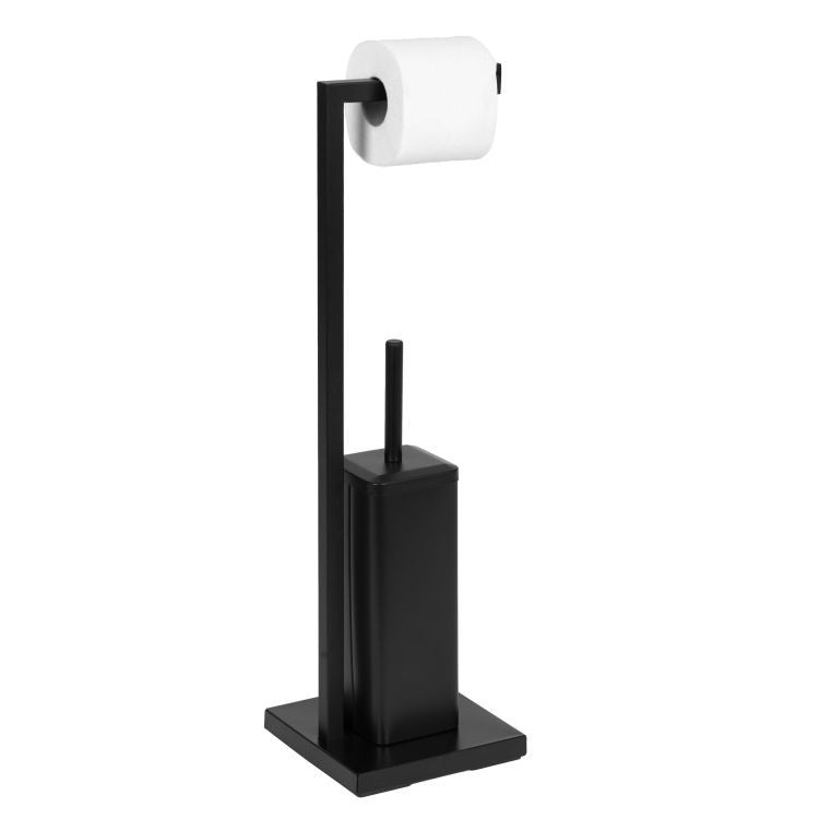 ModernHome Toiletrolhouder - Met Toiletborstel - Vrijstaand - Zwart