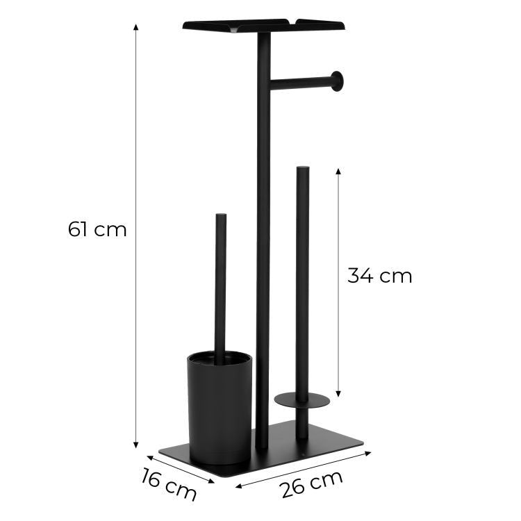 ModernHome Toiletrolhouder - Met Toiletborstel & Plankje - Zwart