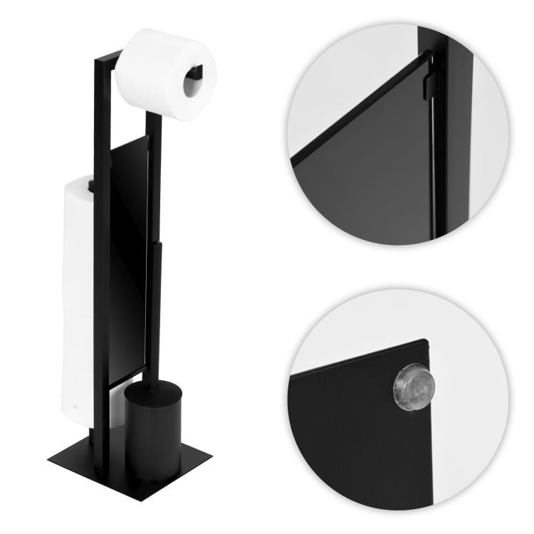 ModernHome Toiletrolhouder - Met Toiletborstel & Reserverolhouder - Zwart
