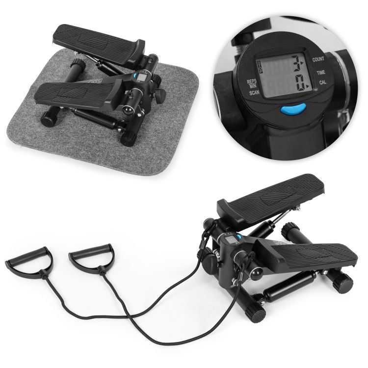 MovePro Stepper - Met Weerstandsbanden - Fitness Stepper - Met Display & Beschermmat