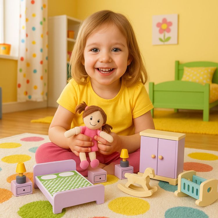 Multistore Houten Poppenhuis Meubelset - 30-delig - Meubels & Accessoires
