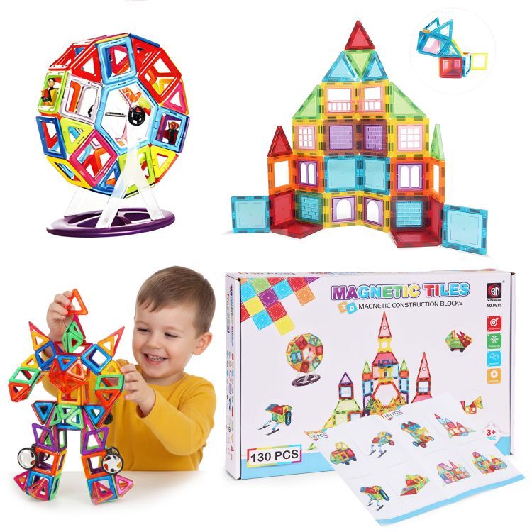 Multistore Magnetische Bouwblokken - 130-delige Bouwset - Huis, Auto & Aanhanger