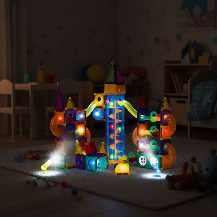 Multistore Magnetische Knikkerbaan Bouwset - 134-delig - Met Lichtgevende Blokken