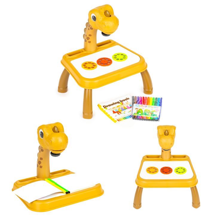 Multistore Tekenprojector Dinosaurus - Geel - 24 Patronen - 12 Stiften - Vanaf 3 Jaar