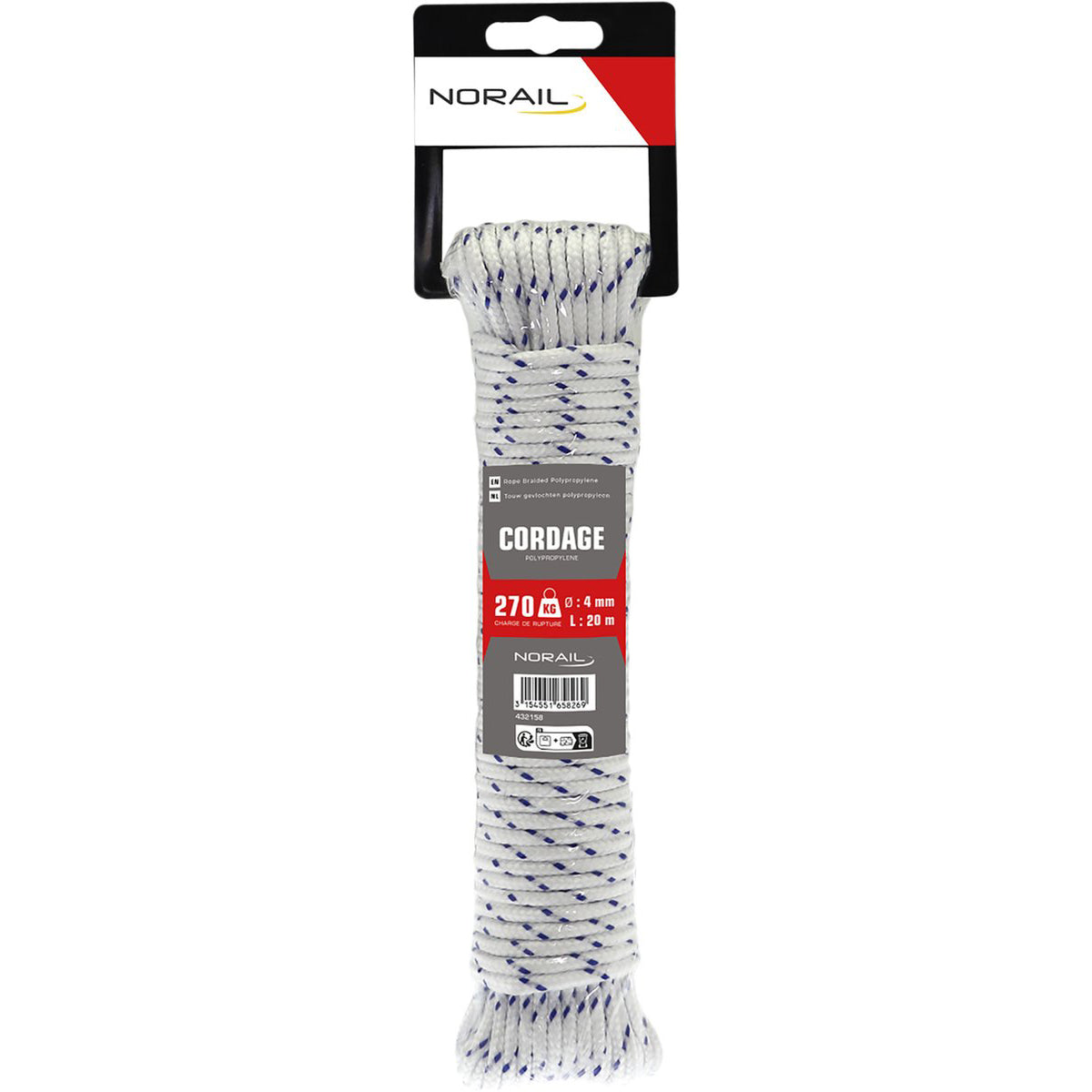 NORAIL Rope braided polypropylene 4 mm, 20 m