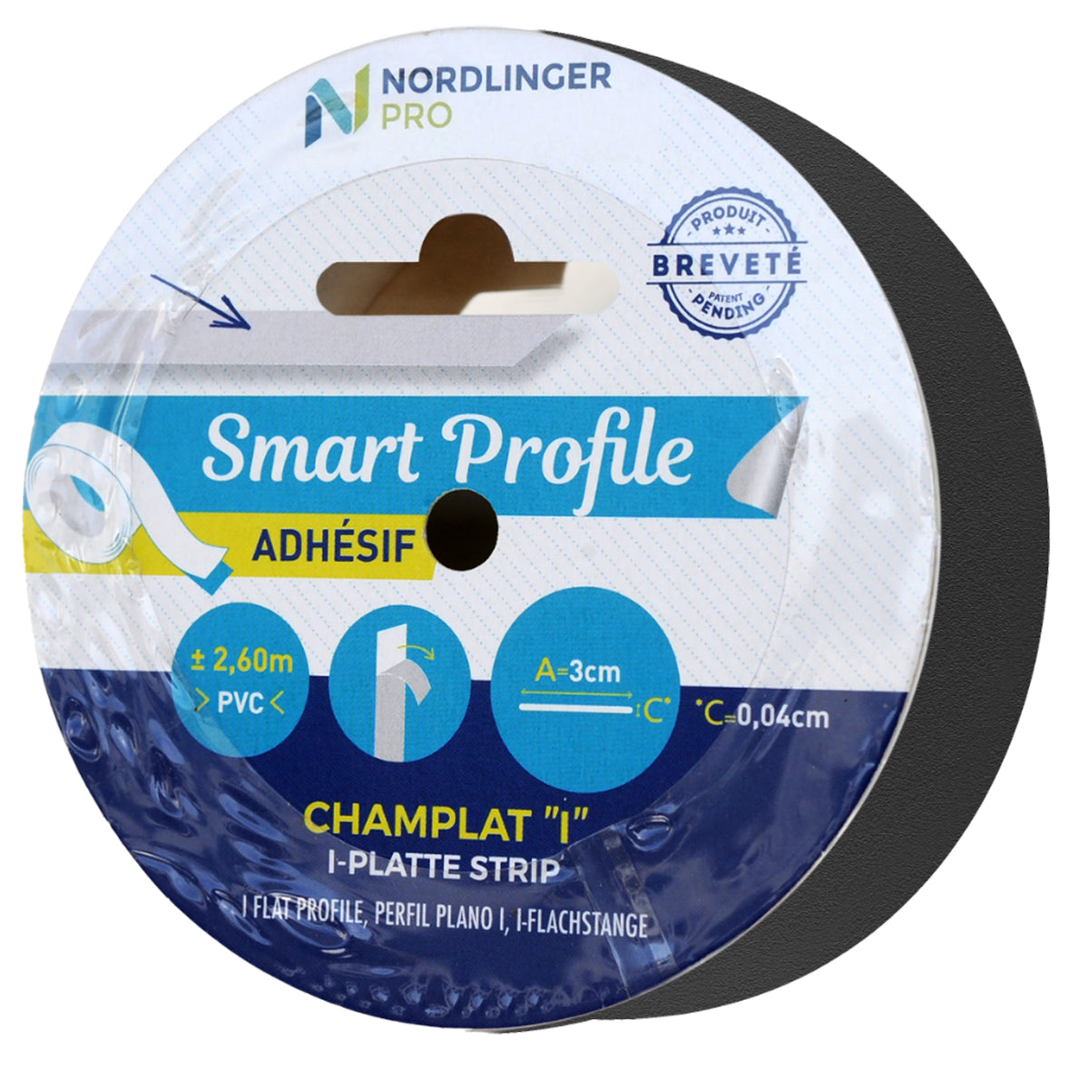 Nordlinger Pro Smart Profile platte strip zwart PVC 3cm/2,6m