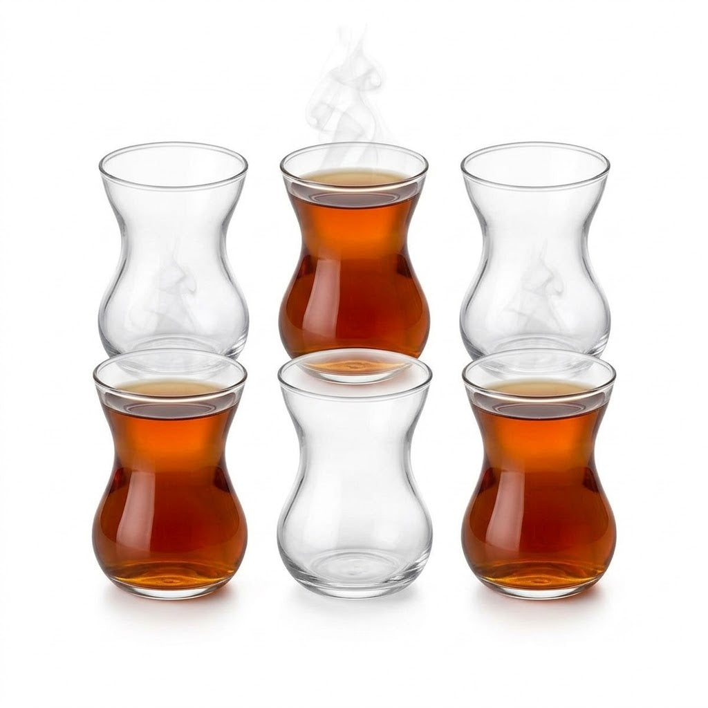 Pasabahce Dantel - Turkse Theeglazen - Set van 6 - 145 ml