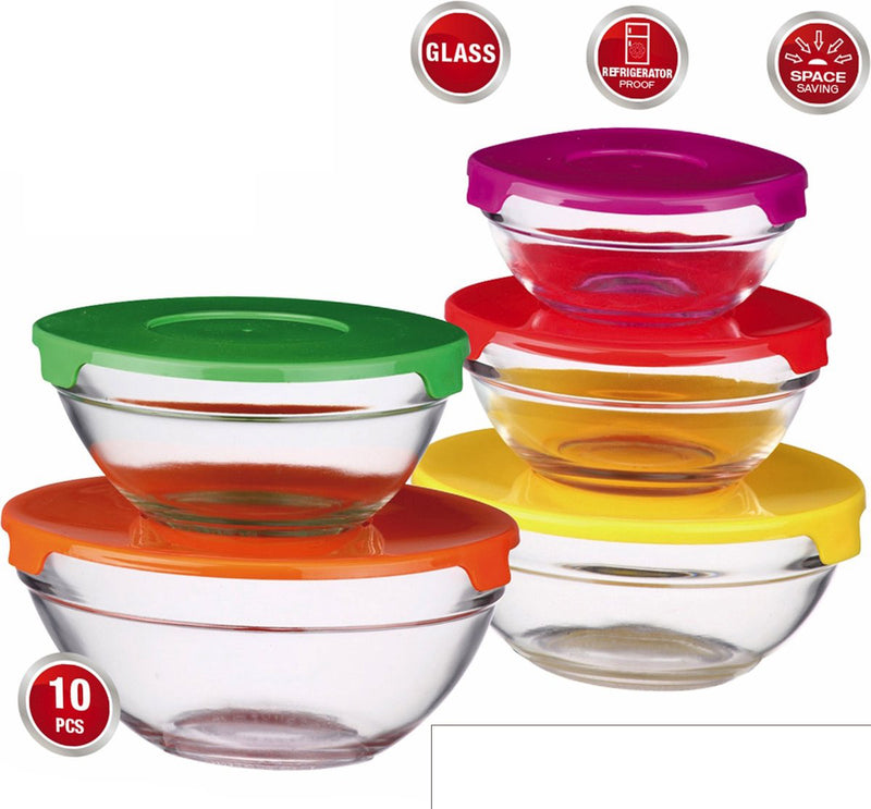 Peterhof Glass Food Containers - 10 pieces - Storage Set 