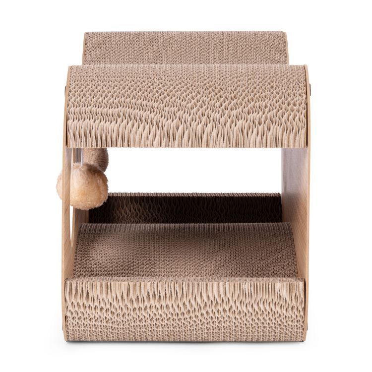Petsi Kattenkrabber met Huisje - Karton & MDF - 55 cm - Met Pompons