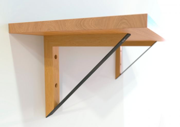 Maclean Shelf support Triangle - 2 pieces - 201 x 201mm - Wood / Metal - Black - Shelf supports 