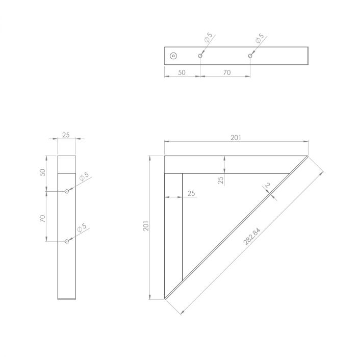 Maclean Plankdrager Driehoek - 2 stuks - 201 x 201mm - Hout / Metaal - Zwart - Plankdragers