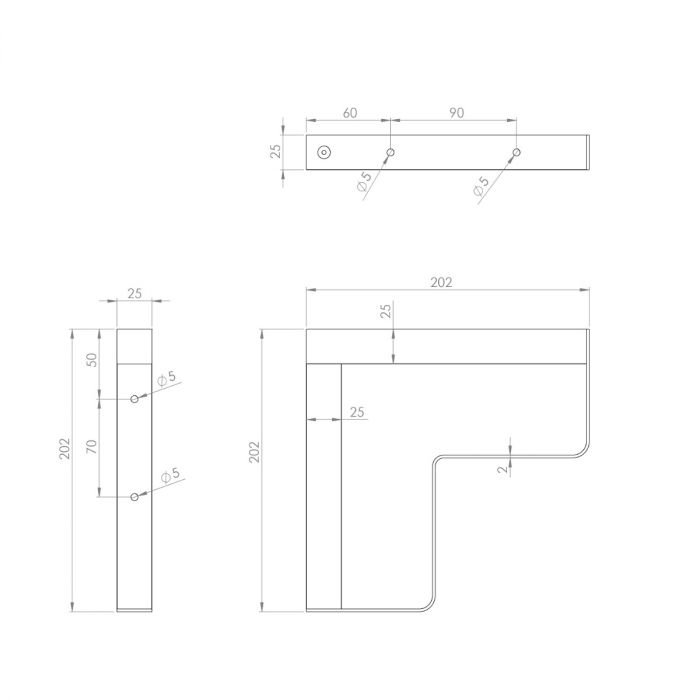 Maclean Plankdrager L-Vorm - 2 stuks - 202 x 202mm - Hout / Metaal - Zwart - Plankdragers