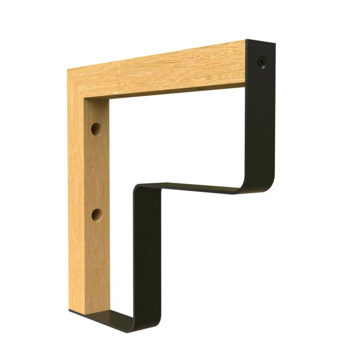 Maclean Regalträger L-Form – 2 Stück – 202 x 202 mm – Holz/Metall – Schwarz – Regalträger 