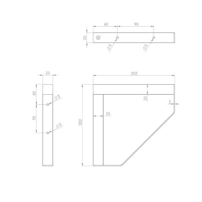 Maclean Shelf Carrier Spec. Triangle - 2 pieces - 202 x 202mm - Wood / Metal - Black - Shelf brackets 