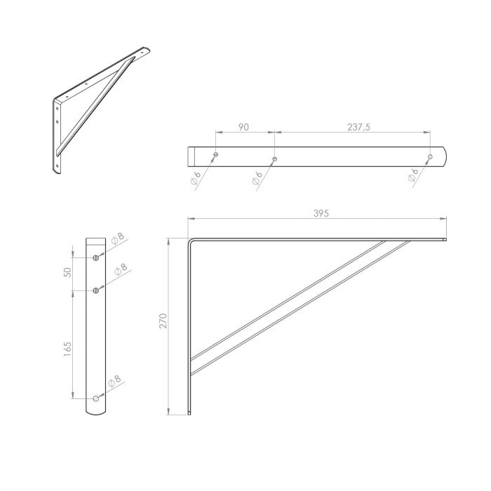 Maclean Plankdrager Wit - 2 stuks - 270 x 395mm - Epoxystaal - Plankdragers